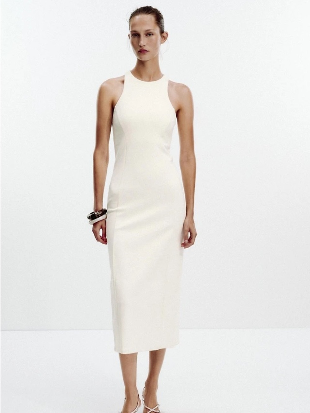 Zara Cream Halter Midi Dress